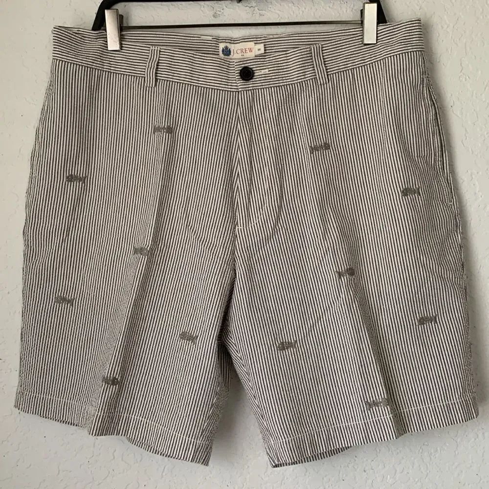 J.Crew Men's Striped Blue White Gray Pockets Shorts Size 36
